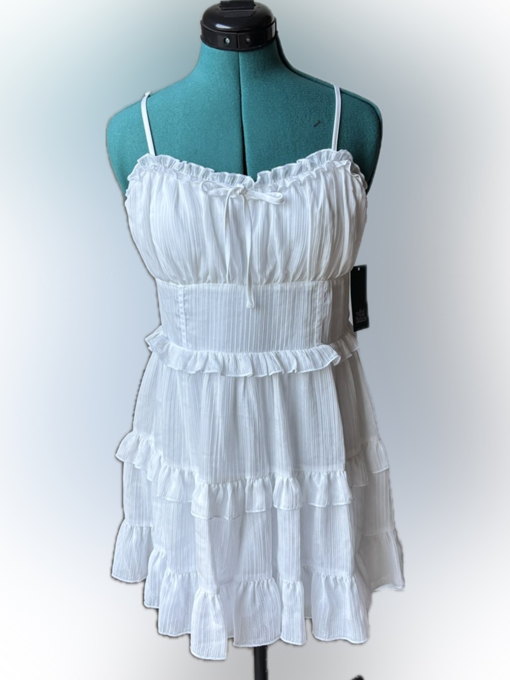 White Tiered Flowy Mini Dress